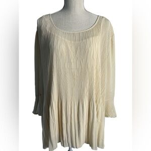Adiva Cream Pleated Women's Blouse. Sz.2X